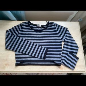 Cropped black and grey striped long sleeve.